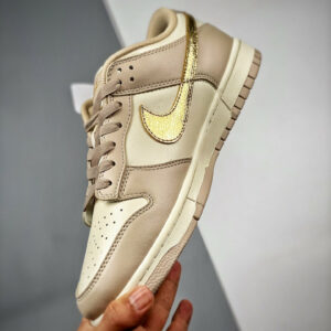 Nike Dunk Low Gold Swoosh White Tan-Gold DX5930-001 For Sale