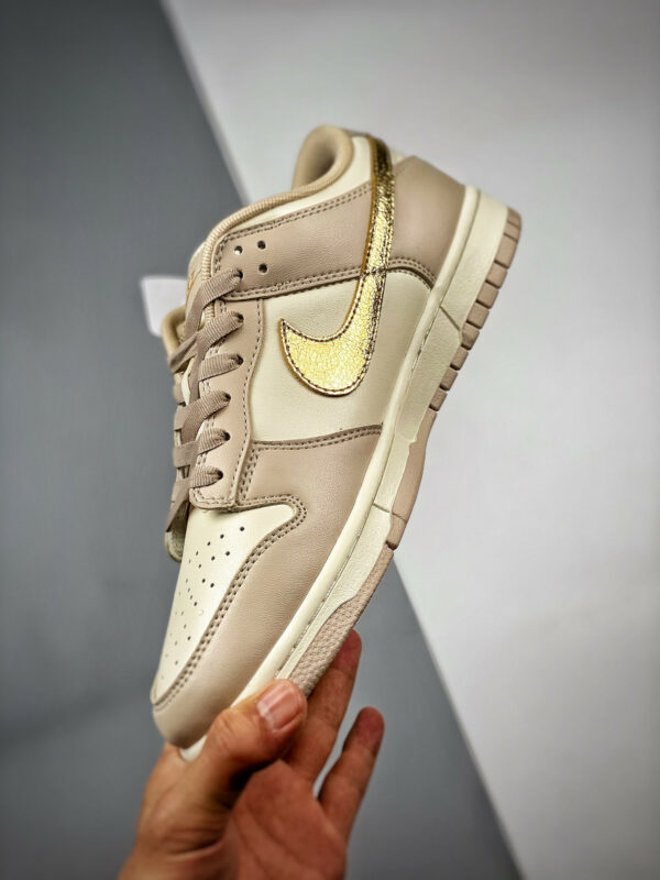 Nike Dunk Low Gold Swoosh White Tan-Gold DX5930-001 For Sale