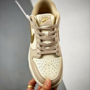 Nike Dunk Low Gold Swoosh White Tan-Gold DX5930-001 For Sale