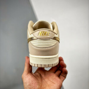 Nike Dunk Low Gold Swoosh White Tan-Gold DX5930-001 For Sale