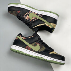 Nike Dunk Low SE Black Oil Green-White-Total Orange For Sale