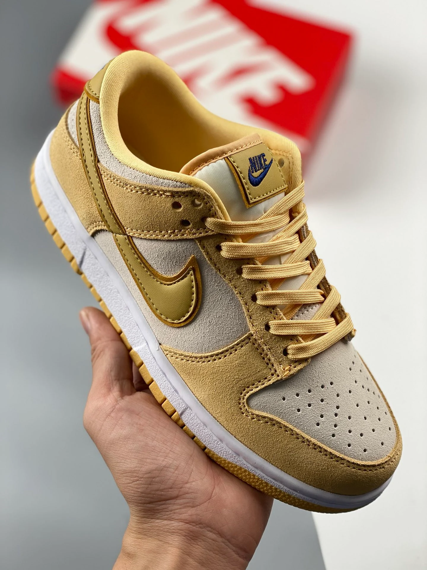 Nike Dunk Low WMNS Gold Suede DV7411-200 For Sale