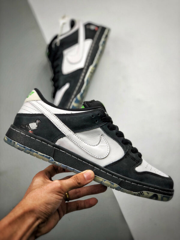 Nike SB Dunk Low Panda Pigeon Black Green Gusto-White For Sale