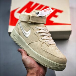 Stussy x Nike Air Force 1 Mid Fossil Stone DJ7841-200 For Sale