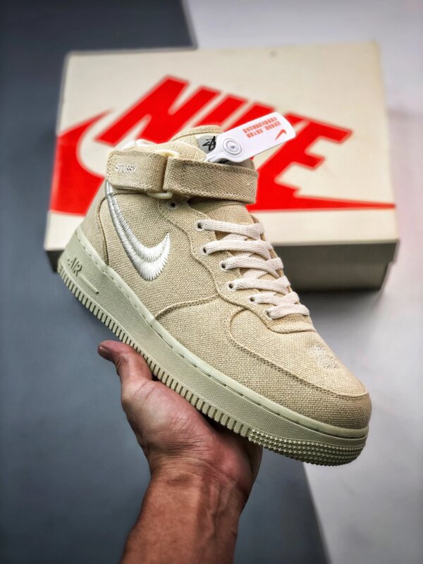 Stussy x Nike Air Force 1 Mid Fossil Stone DJ7841-200 For Sale