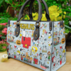 Snoopy Blue Women Leather Hand Bag