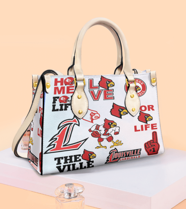 Louisville Cardinals 2g White Women Leather Hand Bag