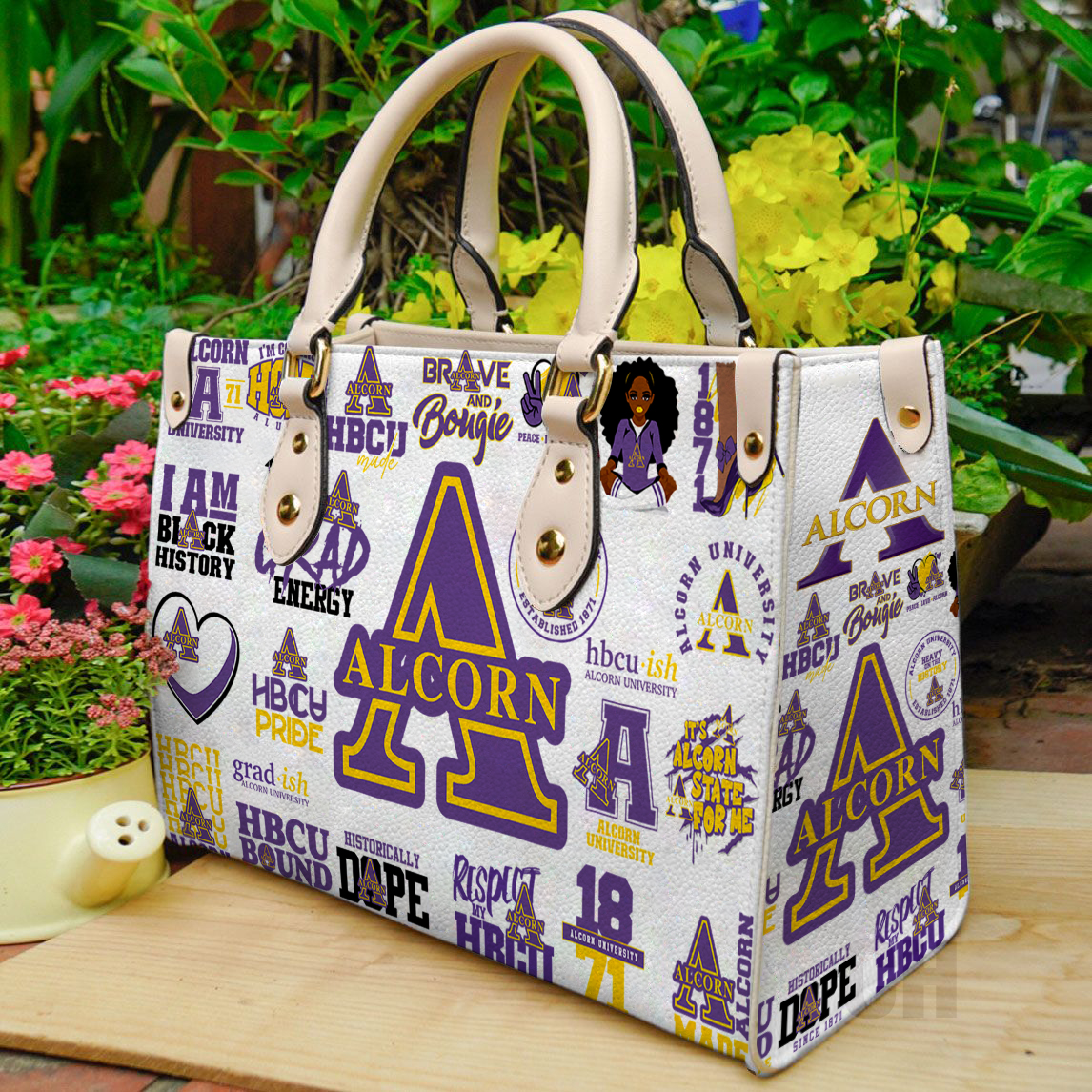 Alcorn State Braves Women Leather Hand Bag