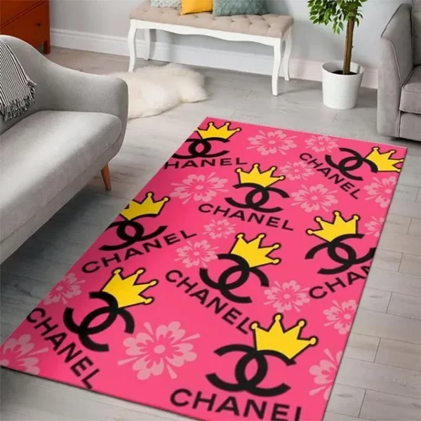 Chanel Flowers Crowns Luxury Fashion Brand Rug Door Mat Home Decor Area Carpet