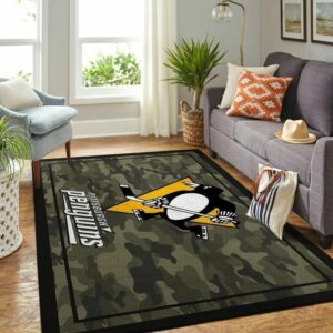 Pittsburgh Penguinss Nhl Hockey Team Logo Type 7206 Rug Area Carpet Home Decor Living Room