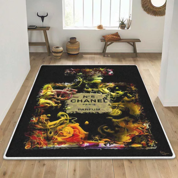 Chanel No Parfum Luxury Fashion Brand Rug Area Carpet Home Decor Door Mat