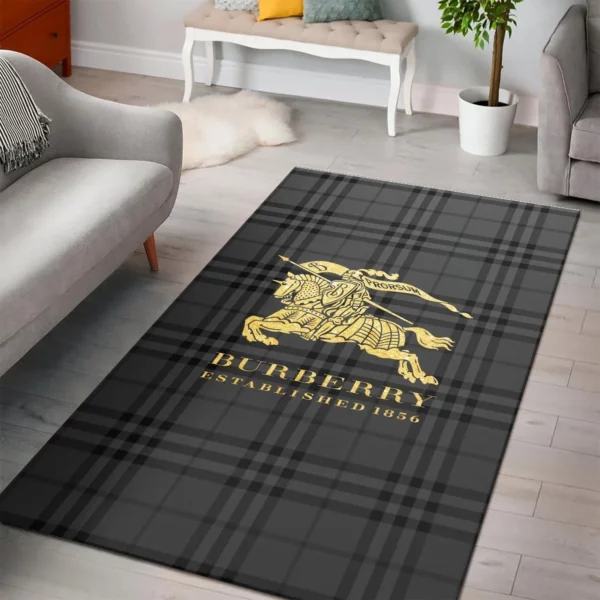 Burberry Grey Luxury Fashion Brand Rug Area Carpet Home Decor Door Mat