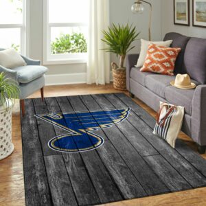 St Louis Blues Nhl Team Logo Grey Wooden Type 7756 Rug Living Room Area Carpet Home Decor