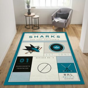 San Jose Sharks Nhl Us Type 7781 Rug Home Decor Living Room Area Carpet