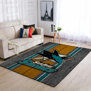 San Jose Sharks Nhl Team Logo Type 7791 Rug Home Decor Living Room Area Carpet