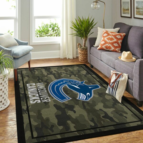 Vancouver Canucks Nhl Team Logo Camo Type 7798 Rug Home Decor Living Room Area Carpet