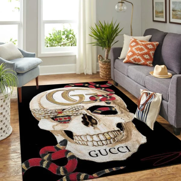 Gucci Skull Mat Luxury Fashion Brand Rug Area Carpet Home Decor Door Mat