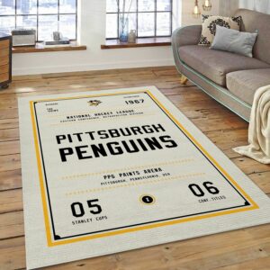 Pittsburgh Penguins Nhl Type 7874 Rug Living Room Area Carpet Home Decor