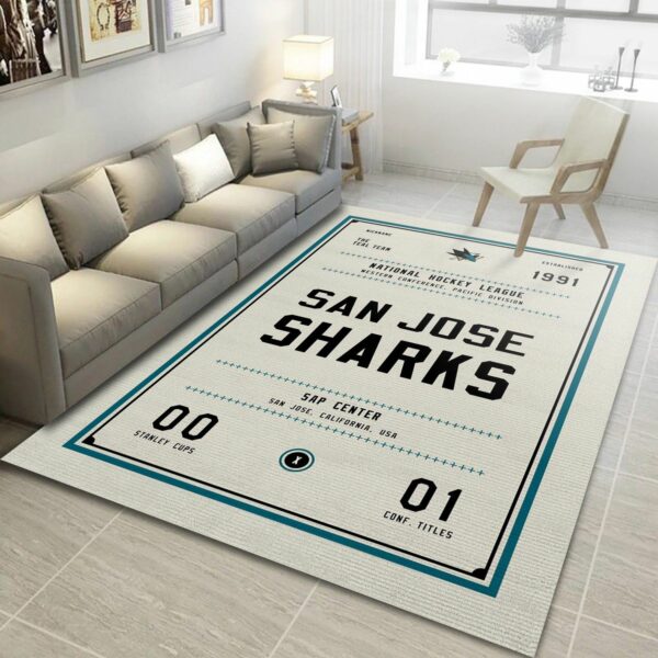 San Jose Sharks Nhl Art Nhl Us Type 7886 Rug Living Room Area Carpet Home Decor