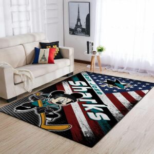 San Jose Sharks Nhl Team Logo Mickey Us Type 7905 Rug Living Room Area Carpet Home Decor