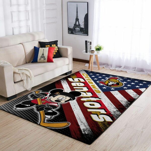 Ottawa Senators Nhl Team Logo Mickey Us Type 7906 Rug Home Decor Living Room Area Carpet