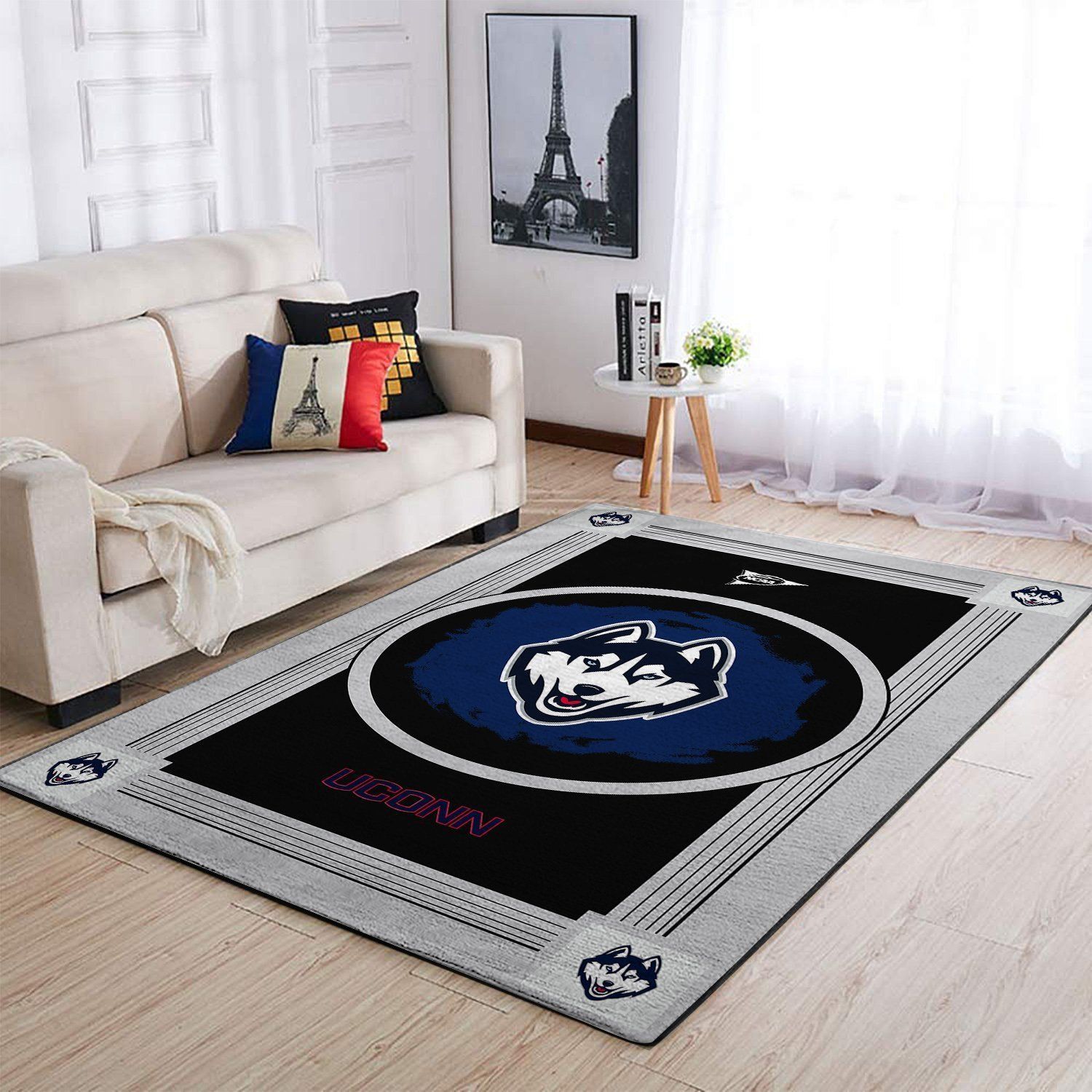 Uconn Huskies Ncaa Team Logo Nice Type 8383 Rug Home Decor Living Room Area Carpet