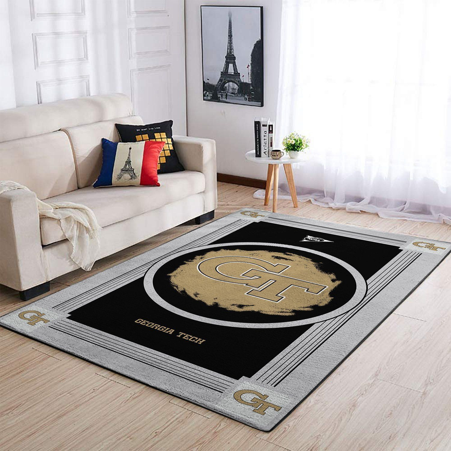 Georgia Tech Yellow Jackets Ncaa Team Logo Nice Type 8459 Rug Home Decor Living Room Area Carpet