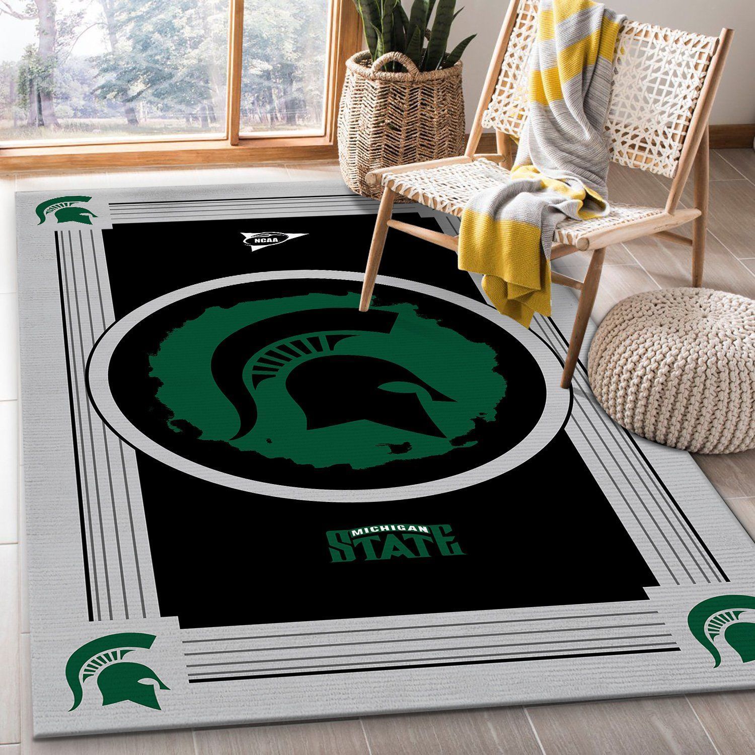 Michigan State Spartans Ncaa Team Logo Nice Rer Yc Type 8488 Rug Living Room Area Carpet Home Decor