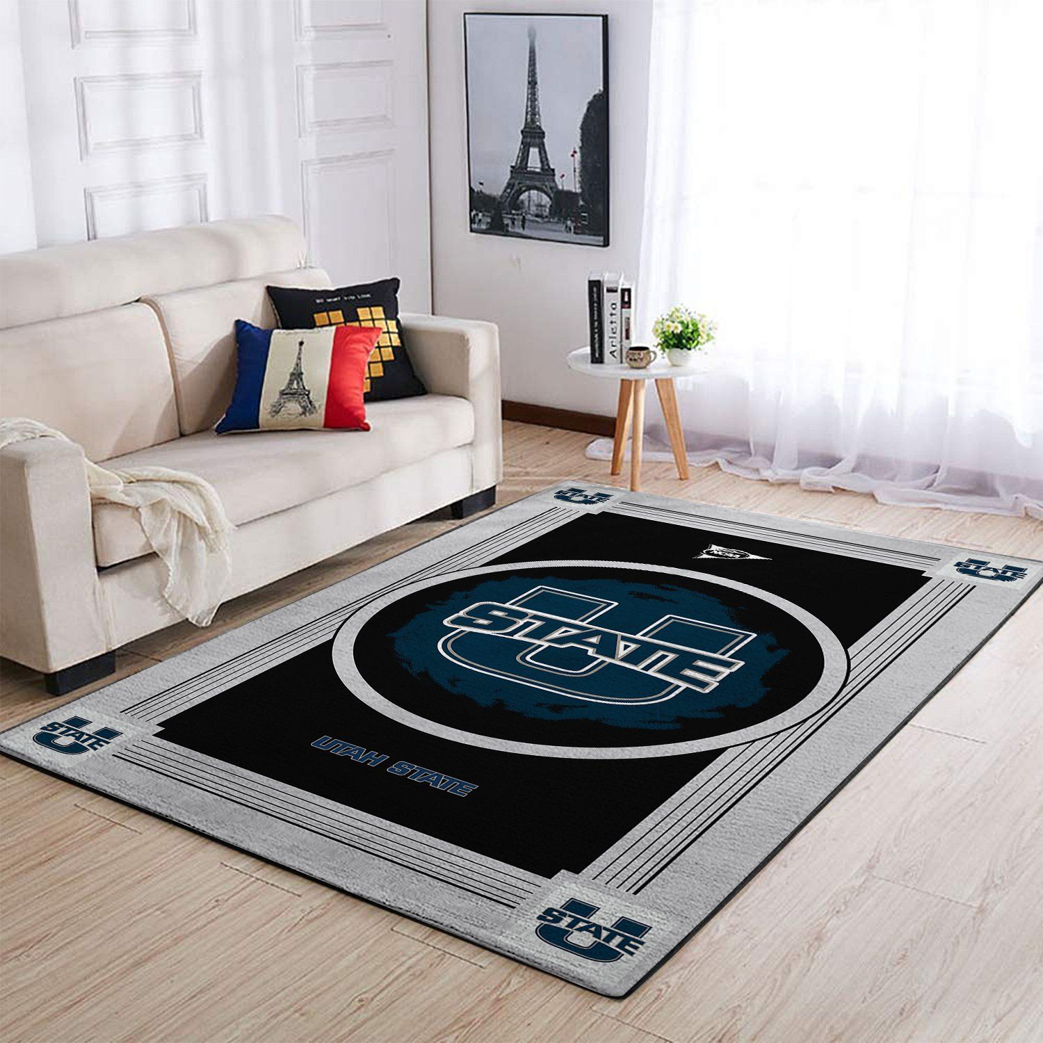 Utah State Aggies Ncaa Team Logo Nice Type 8529 Rug Area Carpet Home Decor Living Room