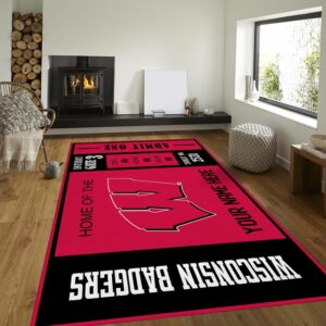 Wisconsin Badgers Ncaa Customizable Type 8633 Rug Home Decor Living Room Area Carpet