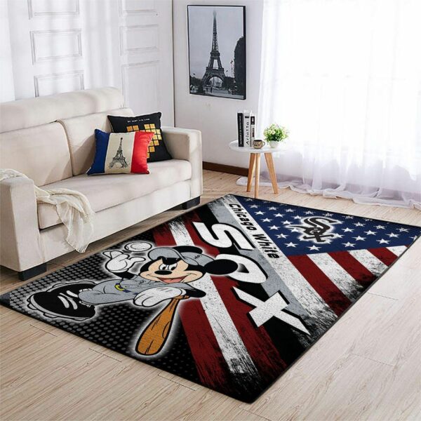 Chicago White Sox Mlbs American Flag Mickey Type 8705 Rug Home Decor Living Room Area Carpet