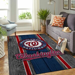 Washington Nationals Mlbs Baseball Team Logo Wooden Style Type 8740 Rug Living Room Home Decor Area Carpet