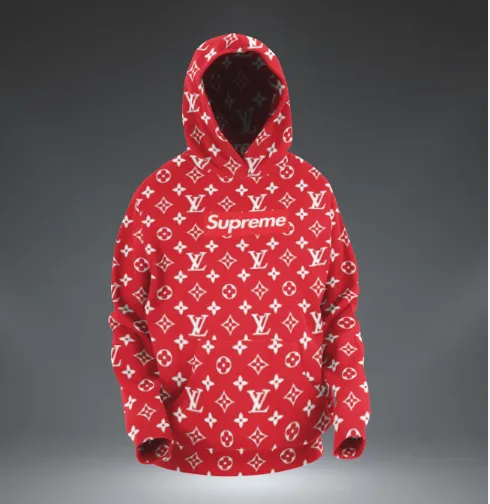 Louis Vuitton Supreme Red Type 221 Luxury Hoodie Fashion Brand Outfit