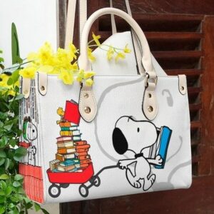 Snoopy Dog Funny 01g Women Leather Hand Bag