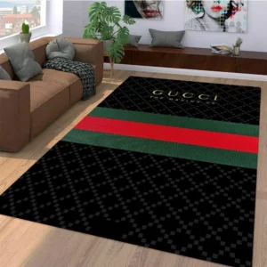 Gucci Black Stripe Rectangle Rug Door Mat Fashion Brand Home Decor Area Carpet Luxury