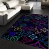 Louis Vuitton Neon Rectangle Rug Area Carpet Door Mat Home Decor Luxury Fashion Brand