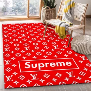 Supreme Lv Red Rectangle Rug Door Mat Area Carpet Home Decor Fashion Brand Luxury