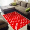 Louis Vuitton Supreme Red Rectangle Rug Fashion Brand Luxury Area Carpet Home Decor Door Mat