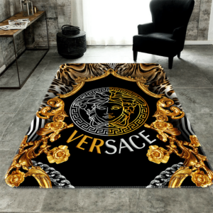 Versace Golden Rectangle Rug Luxury Fashion Brand Area Carpet Home Decor Door Mat