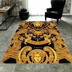 Versace Golden Rectangle Rug Home Decor Area Carpet Door Mat Luxury Fashion Brand