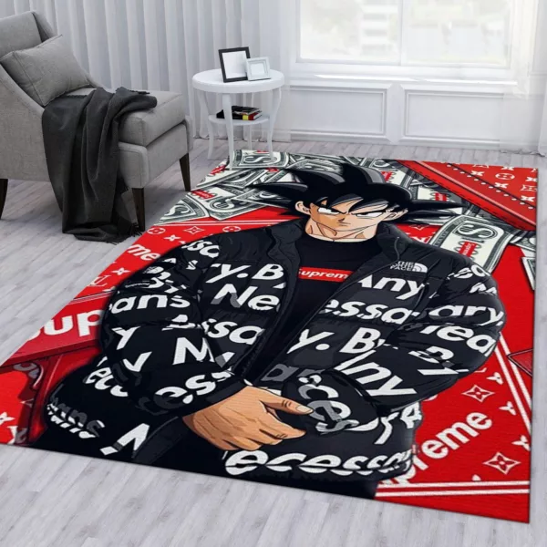 Louis Vuitton Supreme Songoku Dragon Ball Rectangle Rug Area Carpet Door Mat Luxury Fashion Brand Home Decor