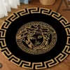 Versace Baroque Black Round Rectangle Rug Home Decor Door Mat Fashion Brand Luxury Area Carpet