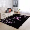 Chanel Flowers Black Rectangle Rug Home Decor Door Mat Area Carpet Luxury Fashion Brand