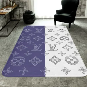 Louis Vuitton Blue White Rectangle Rug Door Mat Home Decor Area Carpet Luxury Fashion Brand