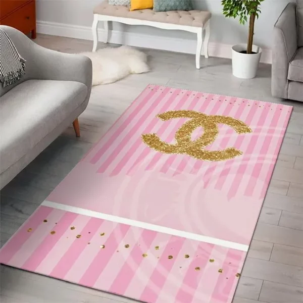 Chanel Pinky Golden Rectangle Rug Door Mat Area Carpet Home Decor Fashion Brand Luxury