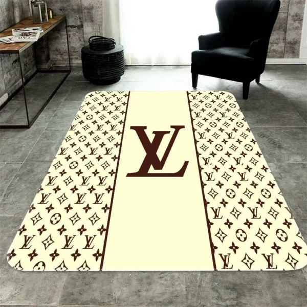 Louis Vuitton Cream Rectangle Rug Home Decor Area Carpet Fashion Brand Door Mat Luxury