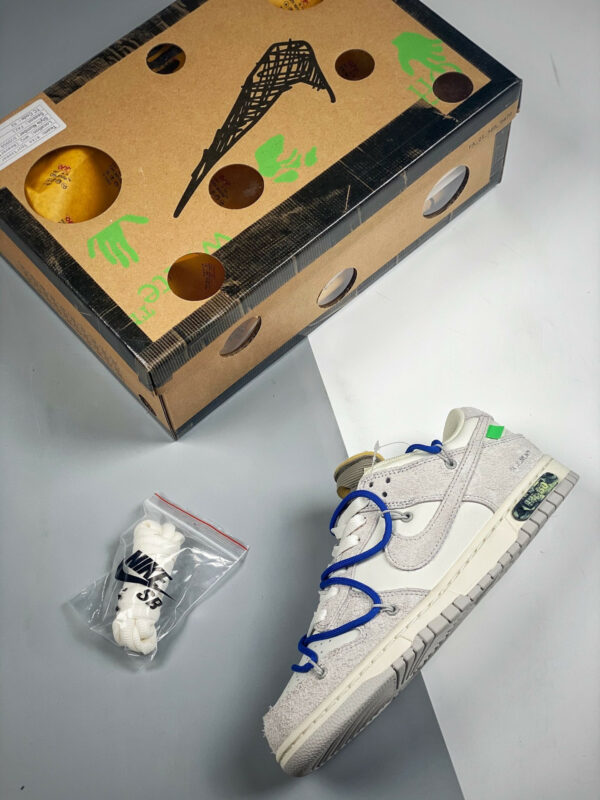 Off-White x Nike Dunk Low 32 of 50 Sail Neutral Grey Racer Blue For Sale