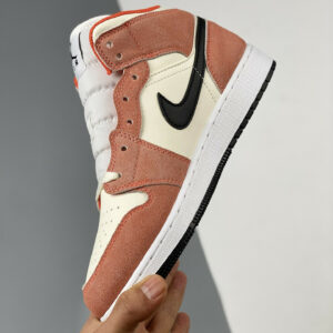 Air Jordan 1 Mid Orange Suede Team Orange Black-White-Iron Grey DV1336-800 For Sale