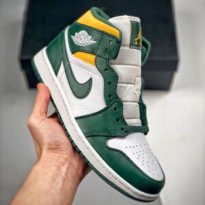 Air Jordan 1 Mid Seattle Supersonics Green Yellow For Sale