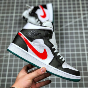 Air Jordan 1 Mid Alternate Swoosh Black Red White Green For Sale